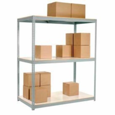 GLOBAL EQUIPMENT Wide Span Rack 60Wx24Dx60H, 3 Shelves Laminated Deck 1200 Lb Per Level, Gray 716718